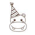 Head of hippo with party hat on white background Royalty Free Stock Photo