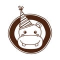 Head of hippo with party hat on white background Royalty Free Stock Photo