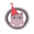 Head of hippo with party hat on white background Royalty Free Stock Photo