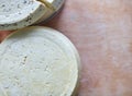 Head of homemade farming cheese, eco-friendly organic food Royalty Free Stock Photo