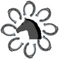 The head of a horse and a horseshoe Royalty Free Stock Photo