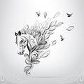 The head of a horse in an ornament. vector illustration