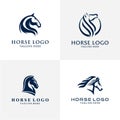 Head Horse set Illustration Symbol Modern Logo Vector