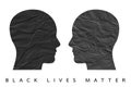 Head human made of paper, black lives matter concept