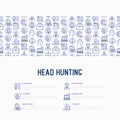 Head hunting concept with thin line icons Royalty Free Stock Photo