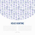 Head hunting concept with thin line icons Royalty Free Stock Photo