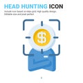 Head hunting icon vector with flat color style isolated on white background. Vector illustration recruitment sign symbol icon Royalty Free Stock Photo