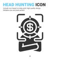 Head hunting icon vector with glyph style isolated on white background. Vector illustration recruitment sign symbol icon concept Royalty Free Stock Photo