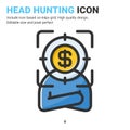 Head hunting icon vector with outline color style isolated on white background. Vector illustration recruitment sign symbol icon Royalty Free Stock Photo