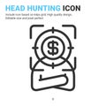 Head hunting icon vector with outline style isolated on white background. Vector illustration recruitment sign symbol icon concept Royalty Free Stock Photo