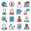 Head Hunting Icons Set. Employment Recruiting Services. Vector