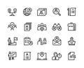 Head hunting line icons. Job interview career candidate company human resources people search. Corporate professional