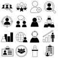 Head Hunting Vector Icon set. Contains such Icons as Career growth, Candidate, Search, CV, Card Index. Royalty Free Stock Photo