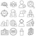 Head Hunting Vector Icon set. Contains such Icons as Career growth, Candidate, Search, CV, Card Index. Royalty Free Stock Photo