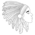 Head of an Indian in headdress war bonnet raster Royalty Free Stock Photo