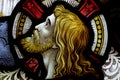 The head of Jesus Christ in stained glass Royalty Free Stock Photo