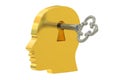 Head with key , 3D rendering Royalty Free Stock Photo