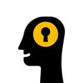 head with keyhole like open your mind sign Royalty Free Stock Photo