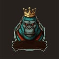 head of King Gorilla with red eyes, esports mascot design, gaming logo template, illustration