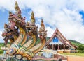 Head of king naga thai dragon statues at Wat Pa Huay Lad public temple landmark of Phu Ruea, Loei, Thailand