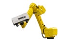 Head lens unit of high technology and modern automatic 3d laser scan for measuring or reverse engineering install at robot arm for