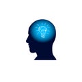 Head With Light Bulb In Brain, Brainstorm Thinking New Idea Concept Icon Royalty Free Stock Photo