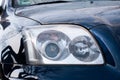 Head light on modern dirty japanese car Royalty Free Stock Photo