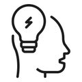 Head lightbulb icon outline vector. Bulb idea