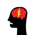 head with lightning in brain like brow ague Royalty Free Stock Photo
