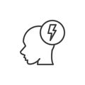 Head with lightning line icon