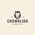 Head lion with crown simple hipster logo design vector graphic symbol icon illustration creative idea Royalty Free Stock Photo