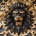 A head lion king dragon face golden black ai generator Royalty Free Stock Photo