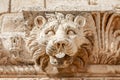 Head of the lion, Roman wall ornament at Bacchus temple, Bekaa Valley, Baalbek, Lebanon Royalty Free Stock Photo