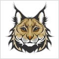 Head of lynx isolated on white - mascot logo. Royalty Free Stock Photo