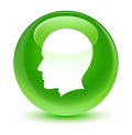 Head male face icon glassy green round button Royalty Free Stock Photo