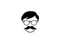 Head man hairstyle with glasses and mustache for logo Royalty Free Stock Photo