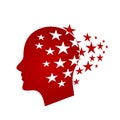 Head of a man with stars in his head