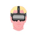 Head of a man in virtual reality glasses on a white background. Vector illustration