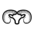 Head markhorn ram or argali animal logo linear design, mountain sheep silhouette in thin lines minimal style