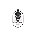 Head mask culture mask tribe vintage badge logo design vector