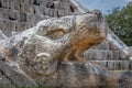 Head of Mayan god Kukulcan, pyramid El Castillo in Chichen Itza, Yucatan, Mexico Royalty Free Stock Photo