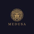 Head of Medusa goddess logo symbol vector Royalty Free Stock Photo