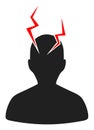 Head Migrain Sick Vector Icon Illustration