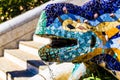 Head Of Multicolored Mosaic Salamander `El Drac` - Park Guell, Barcelona, Catalonia, Spain