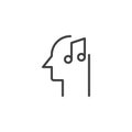 Head with musical note outline icon
