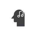 Head with musical note vector icon