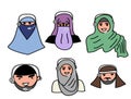 head Muslim men and Women Muslim with microphone and working call center