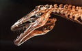 Head and neck of large prehistoric dinosaur with serrated teeth