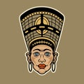 Head of nefertiti, ancient egyptian queen vector illustration in colorful cartoon style isolated on light background Royalty Free Stock Photo