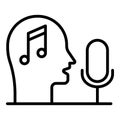 Head note microphone icon, outline style